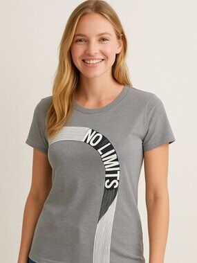 Xersion Quik-Dri Tee shirt  Gray No Limits Size M Ladies